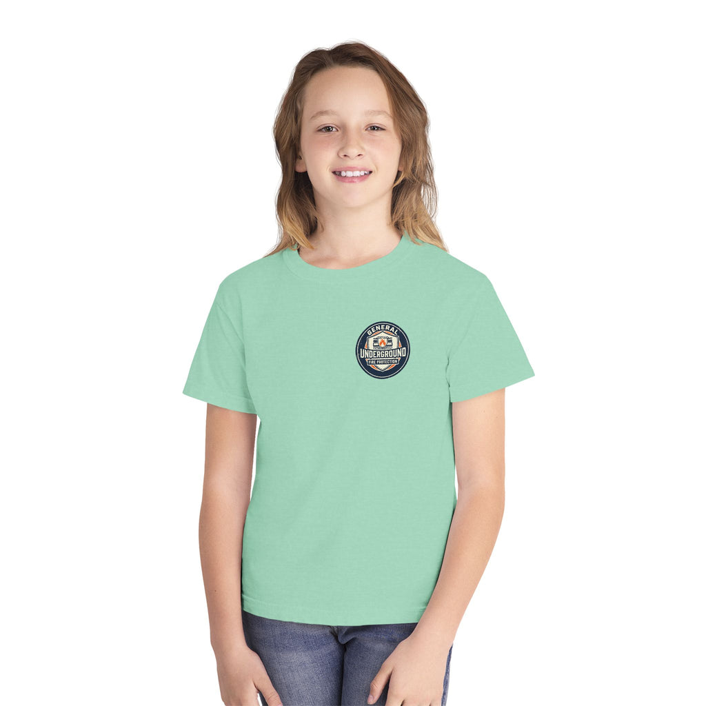Youth Tee — "General Underground Fire Protection" Retro Badge
