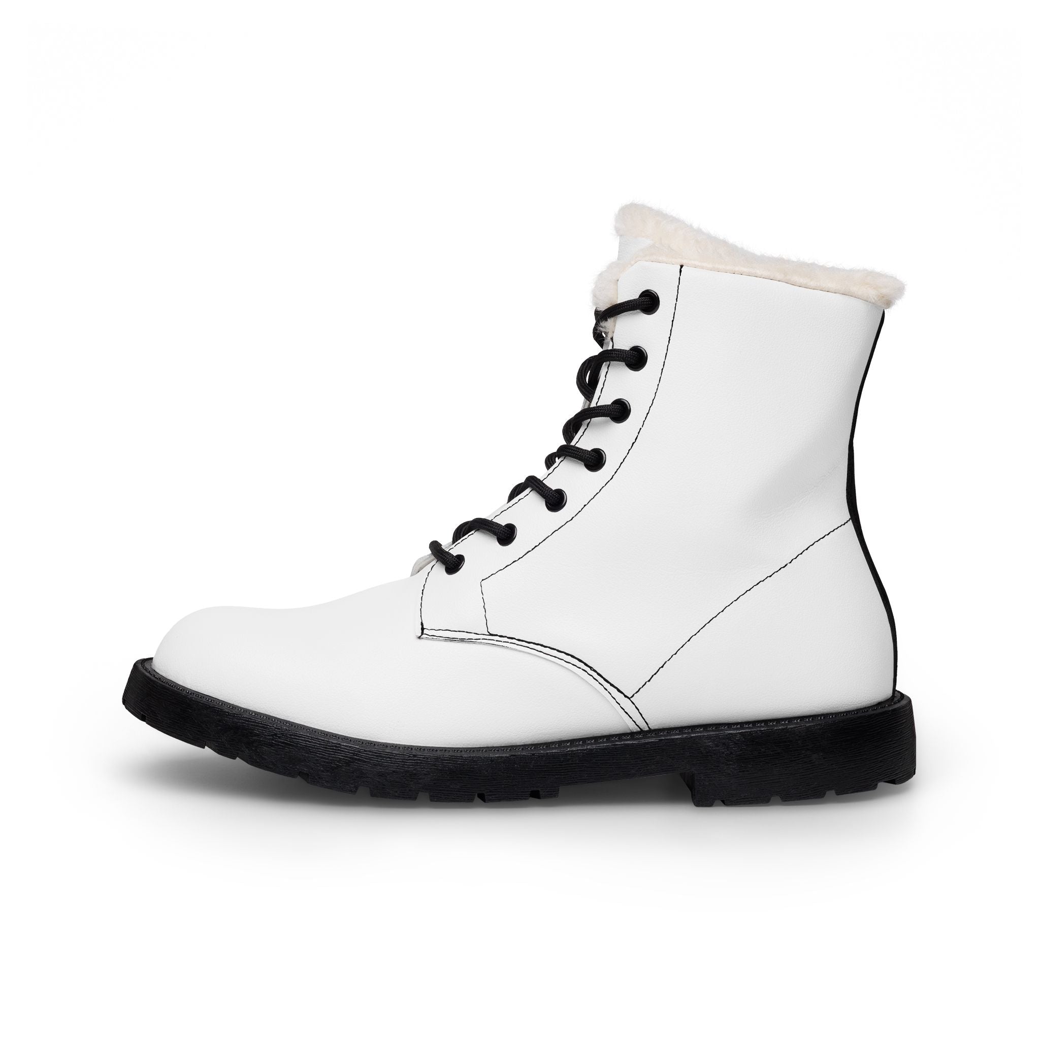 Faux Fur Lined Leather Ankle Boots — Women's Winter Lace-Up