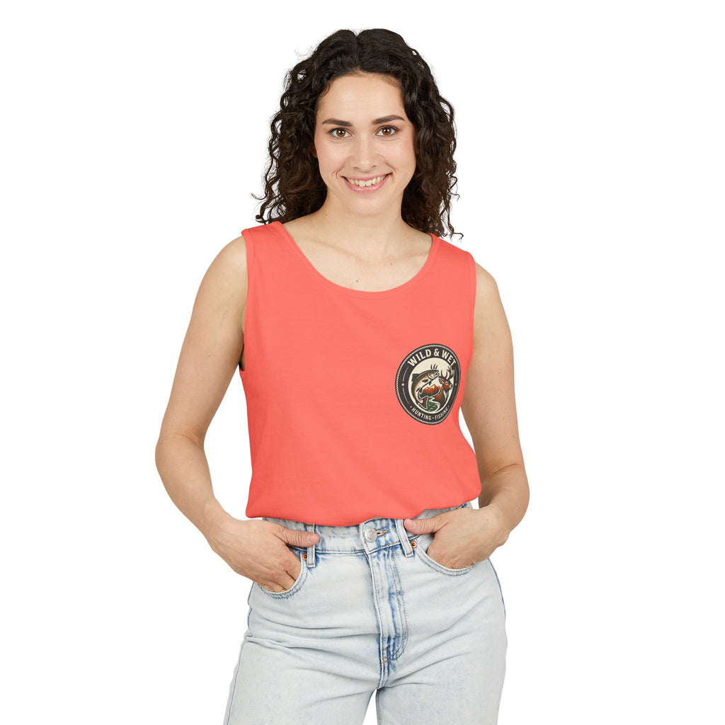 Wild & Wet Fishing Tank Top — Vintage Fish Crest Sleeveless Tee