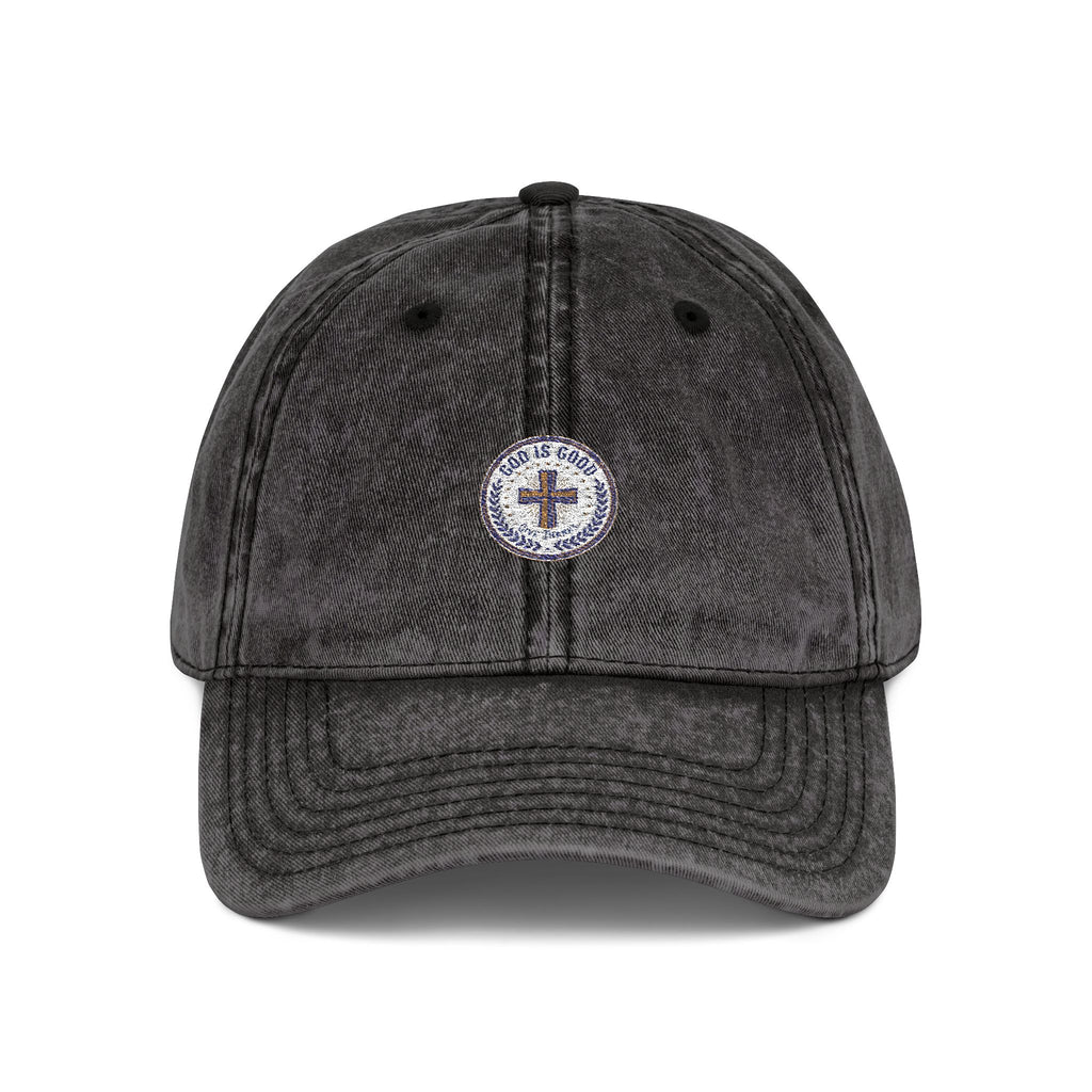 Vintage Embroidered Cap — Distressed Red Baseball Hat with Compass Patch