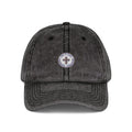 Vintage Embroidered Cap — Distressed Red Baseball Hat with Compass Patch