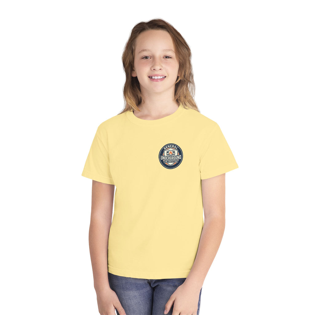 Youth Tee — "General Underground Fire Protection" Retro Badge