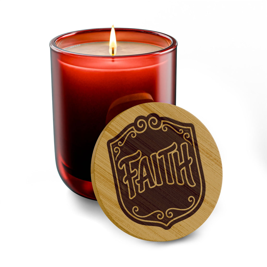 Faith Engraved 14oz Scented Soy Candle — Wooden Lid Gift Candle
