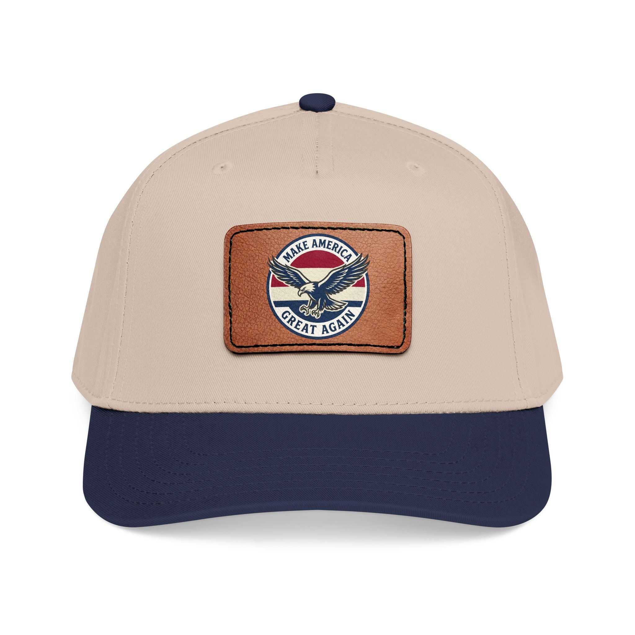 Mid Profile Baseball Cap with Leather Patch (Rectangle)