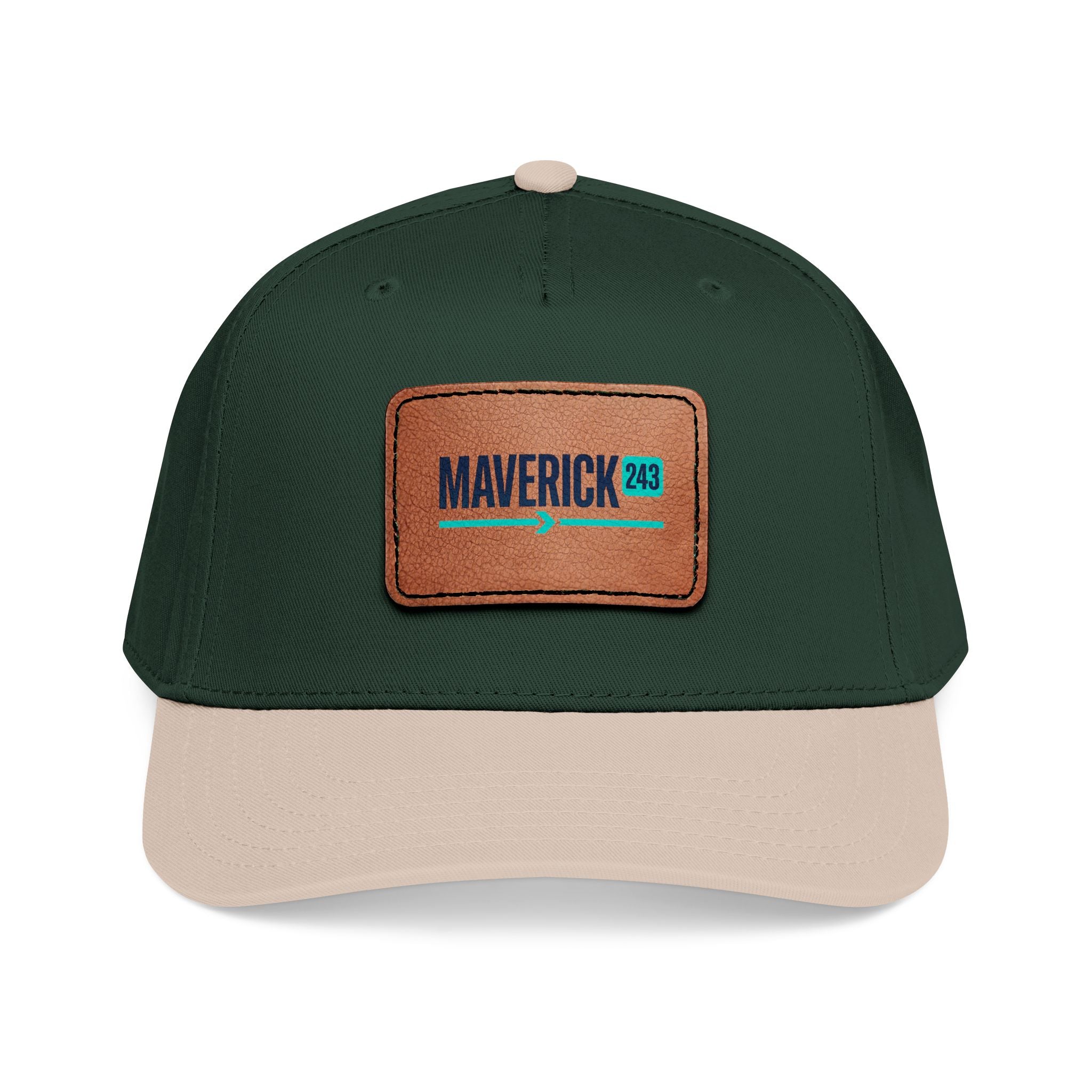 Mid Profile Baseball Cap with Leather Patch (Rectangle)