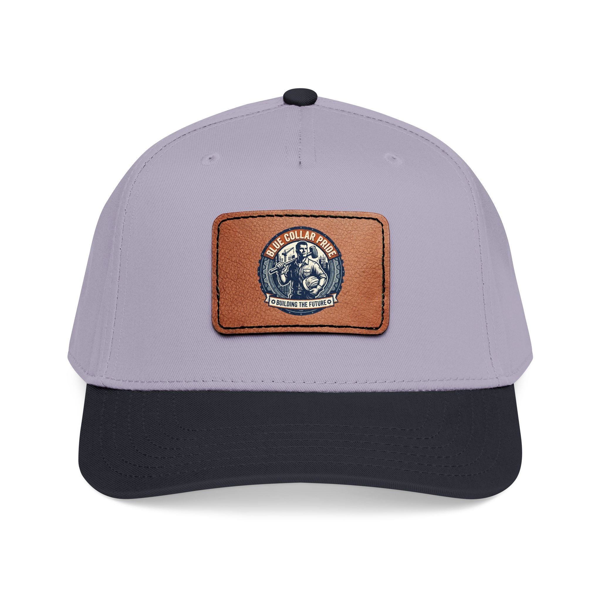 Mid Profile Baseball Cap with Leather Patch (Rectangle)