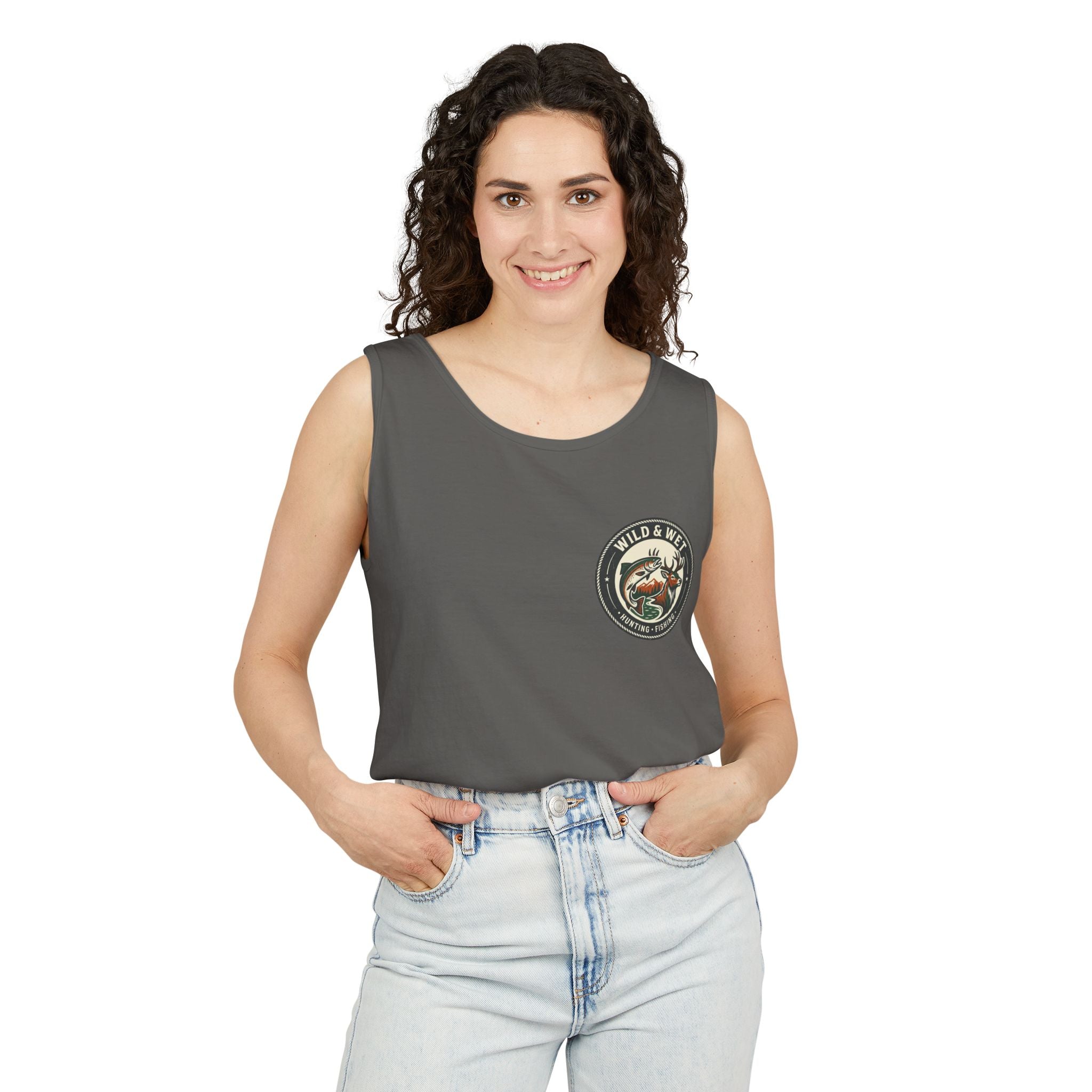 Wild & Wet Fishing Tank Top — Vintage Fish Crest Sleeveless Tee