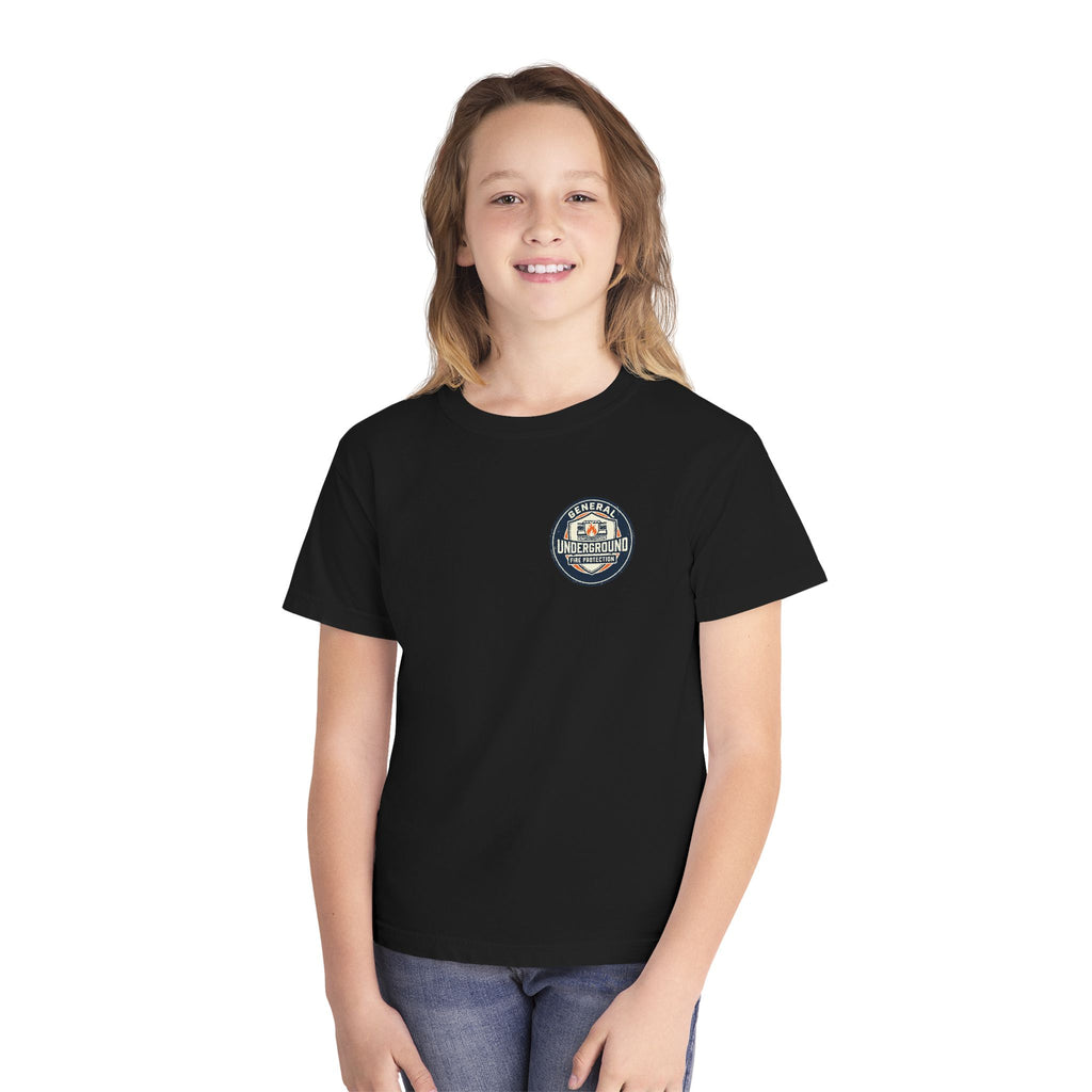 Youth Tee — "General Underground Fire Protection" Retro Badge