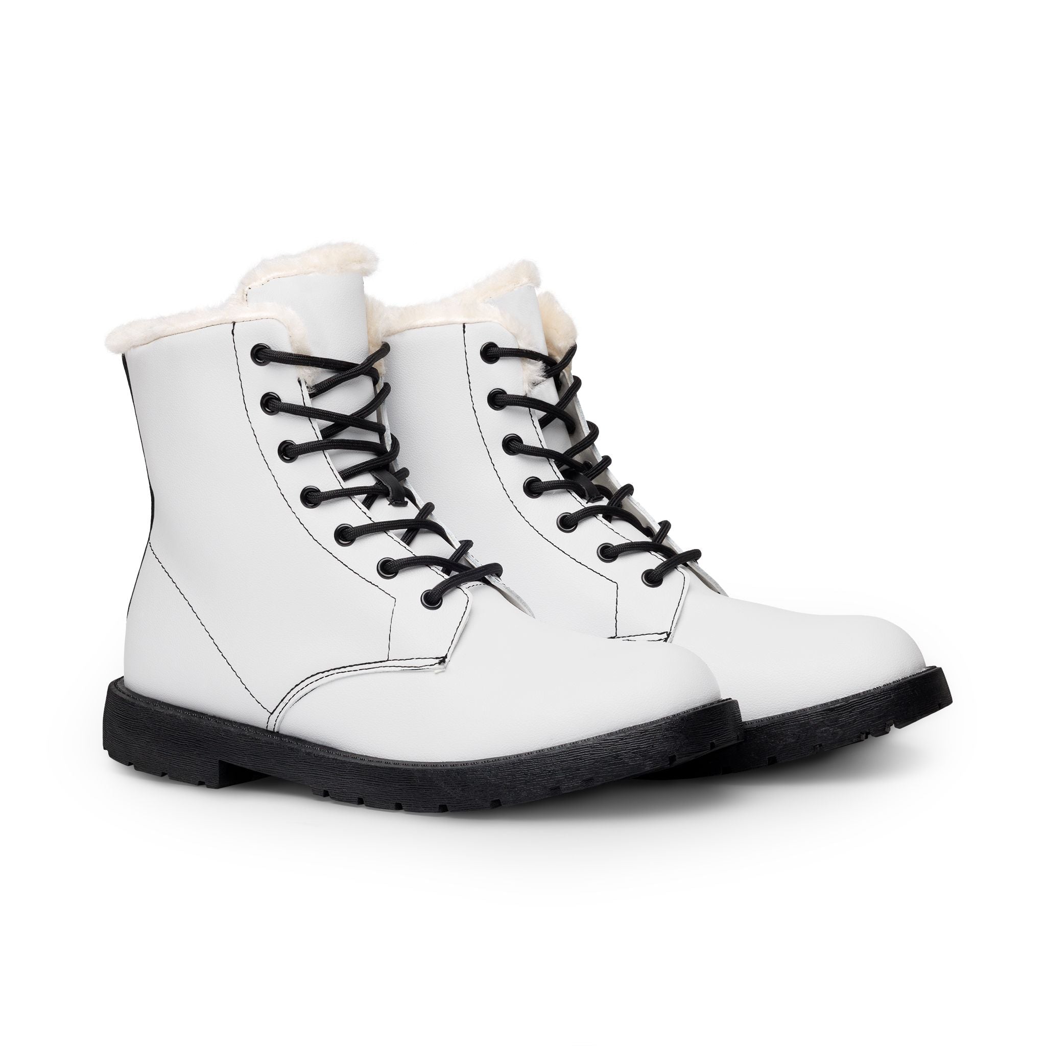Faux Fur Lined Leather Ankle Boots — Women's Winter Lace-Up