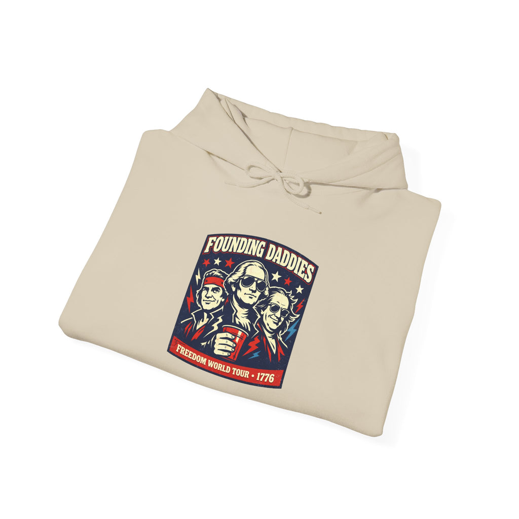 Founding Daddies Liberty Portrait Hoodie | patriotic humor, distressed Americana