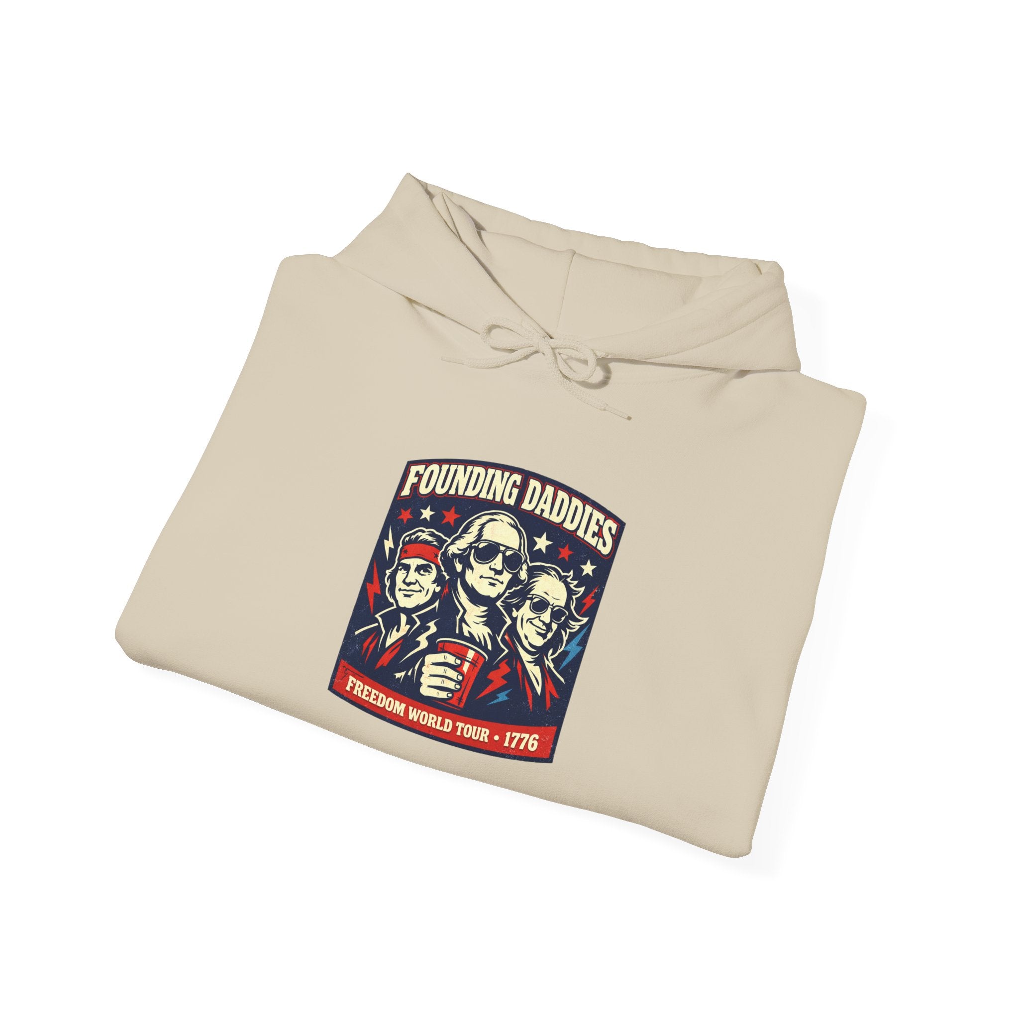 Founding Daddies Liberty Portrait Hoodie | patriotic humor, distressed Americana