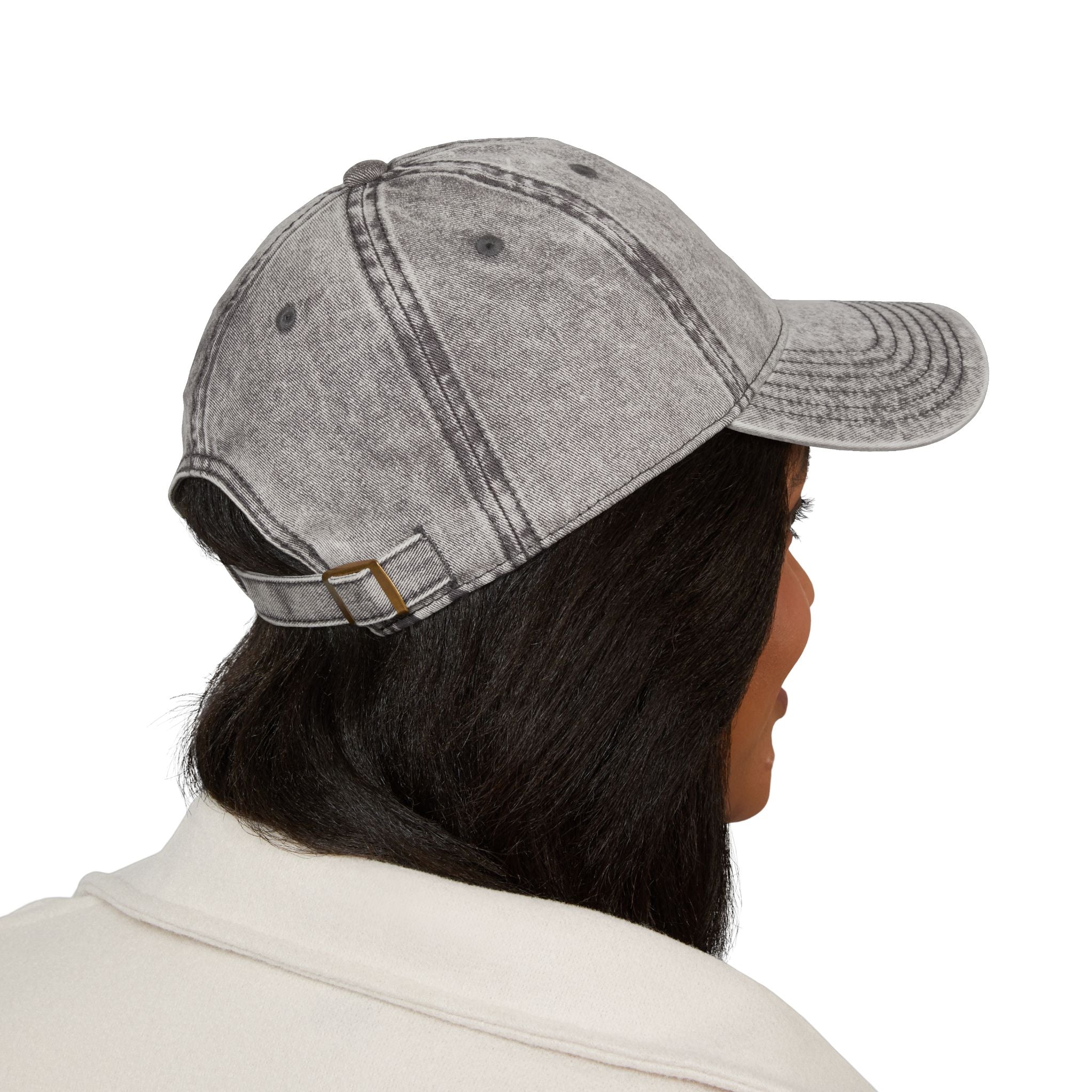 Vintage Embroidered Cap — Distressed Red Baseball Hat with Compass Patch