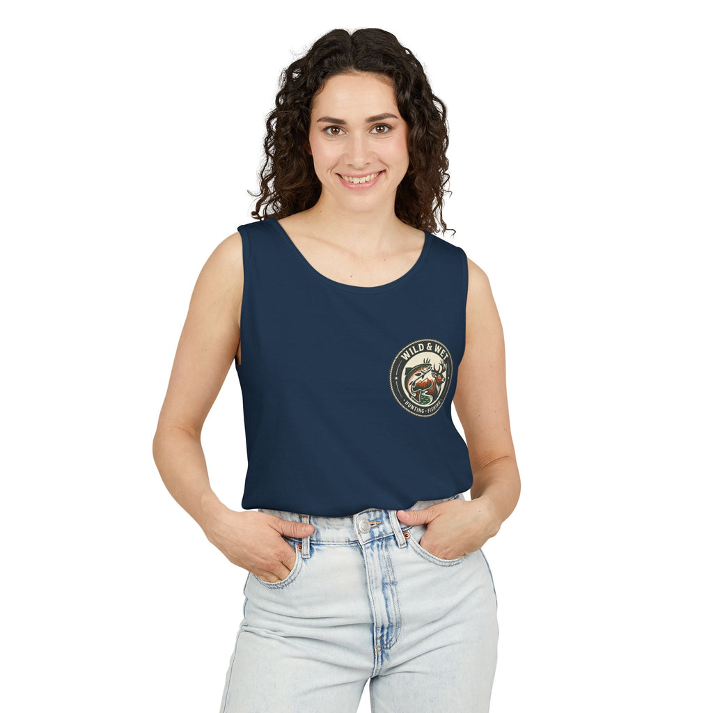 Wild & Wet Fishing Tank Top — Vintage Fish Crest Sleeveless Tee