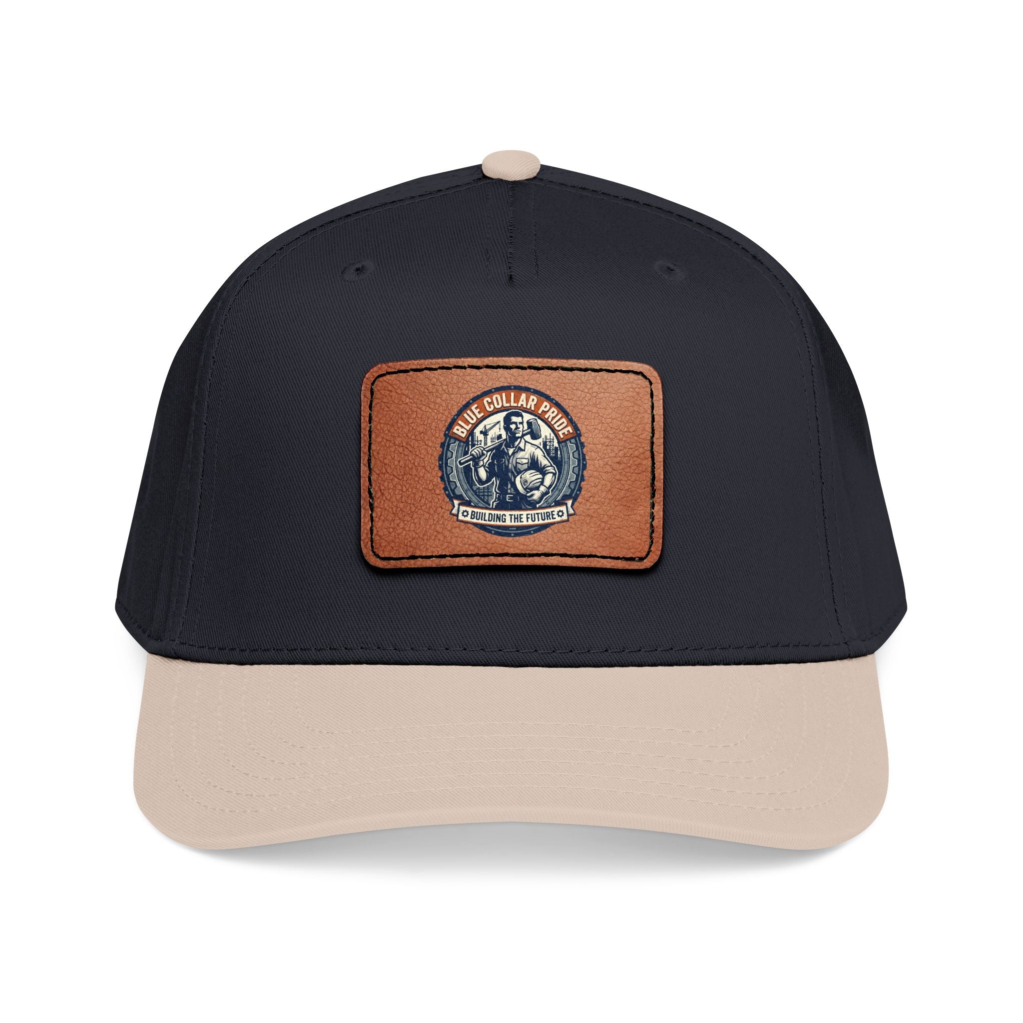 Mid Profile Baseball Cap with Leather Patch (Rectangle)