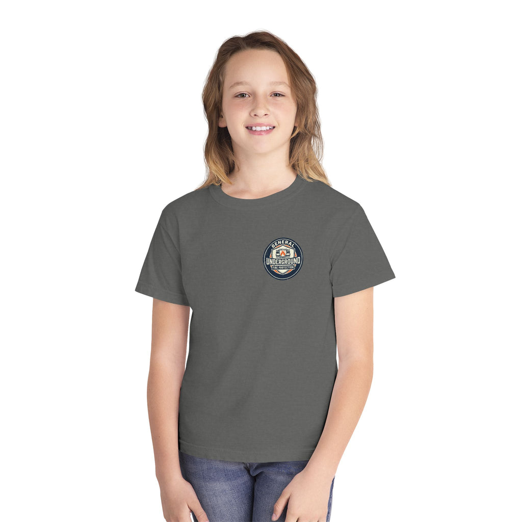 Youth Tee — "General Underground Fire Protection" Retro Badge