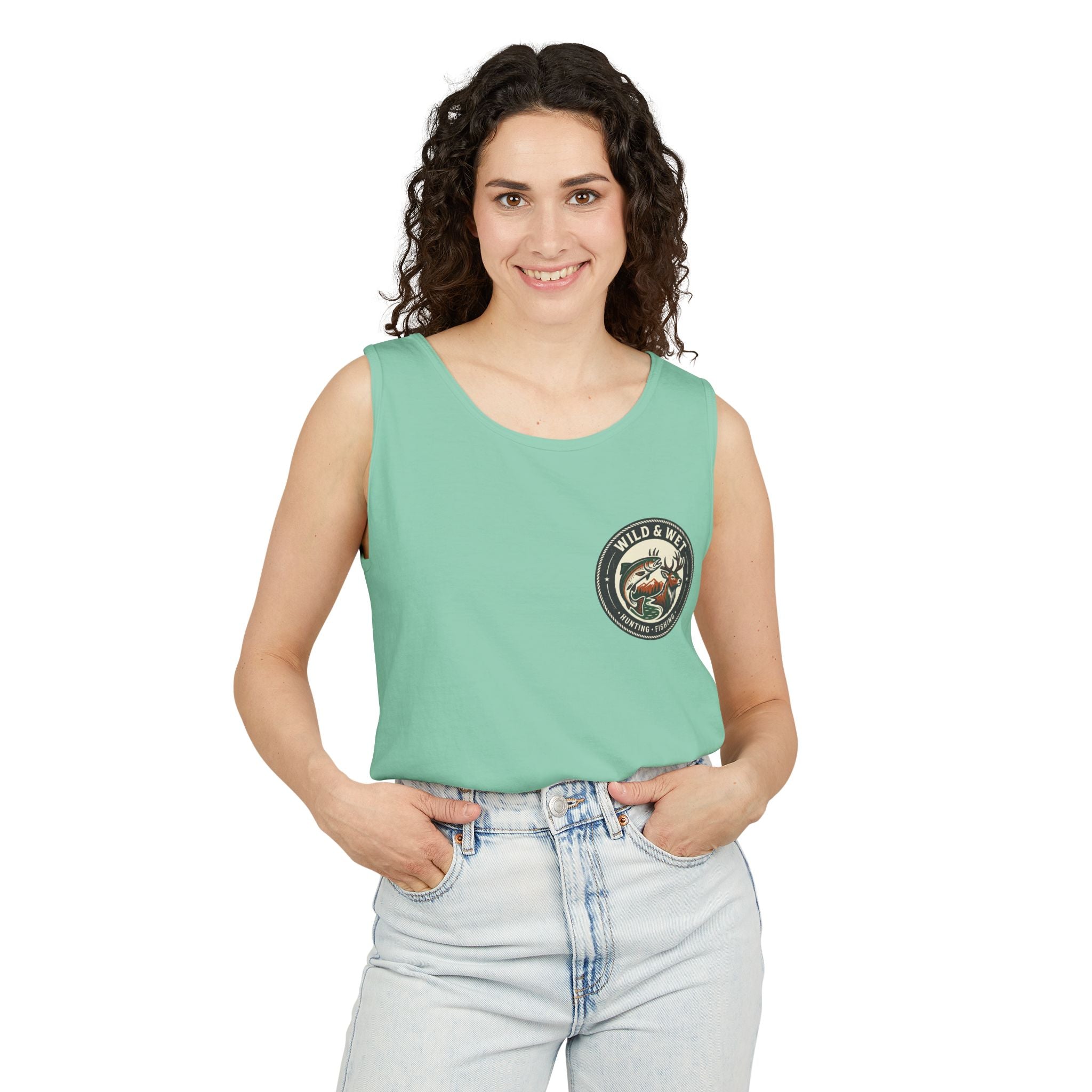 Wild & Wet Fishing Tank Top — Vintage Fish Crest Sleeveless Tee
