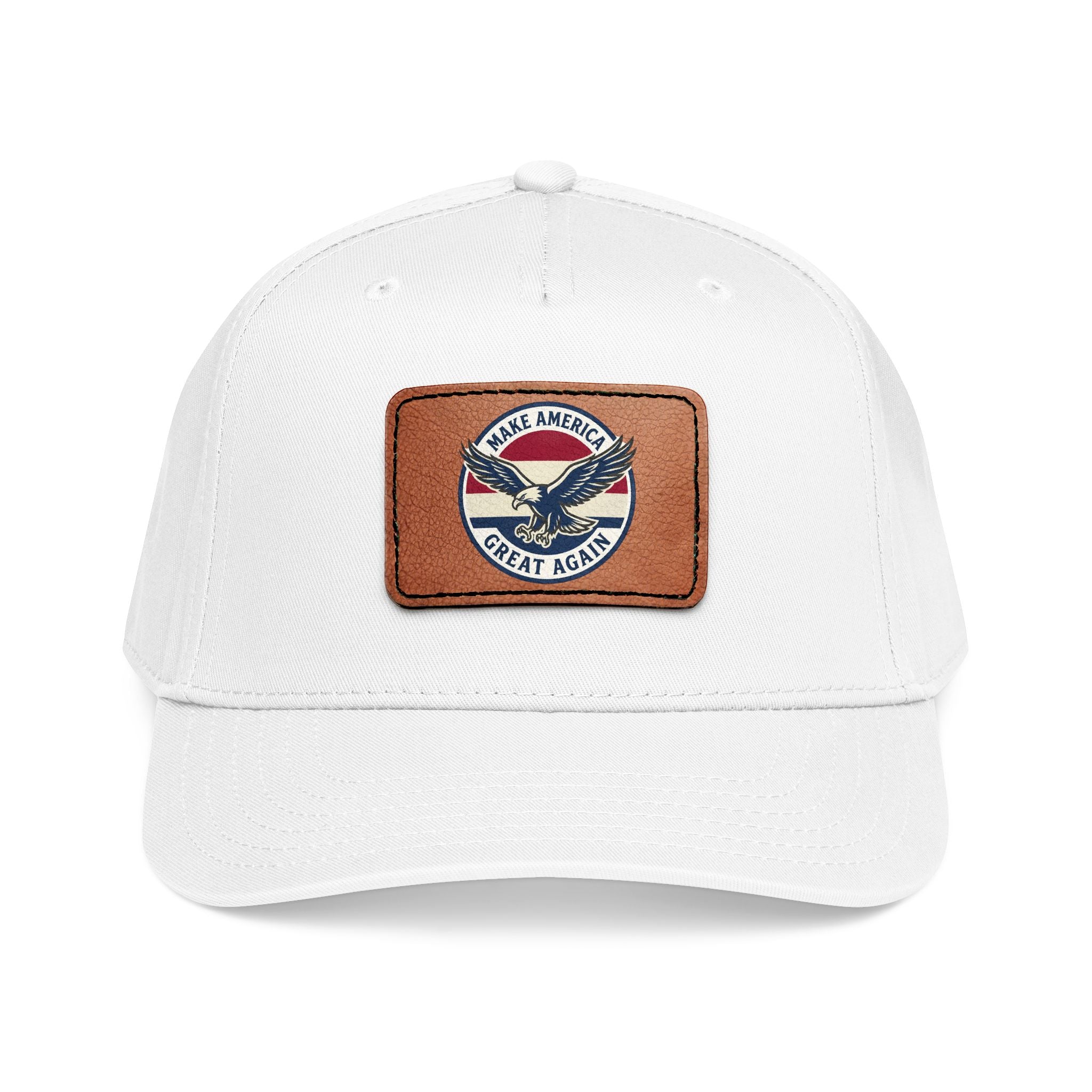 Mid Profile Baseball Cap with Leather Patch (Rectangle)