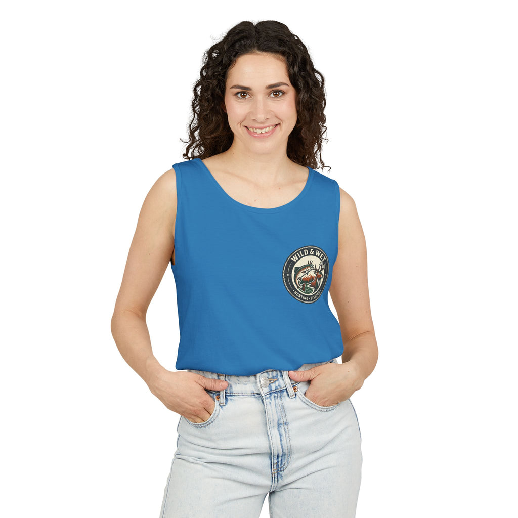 Wild & Wet Fishing Tank Top — Vintage Fish Crest Sleeveless Tee