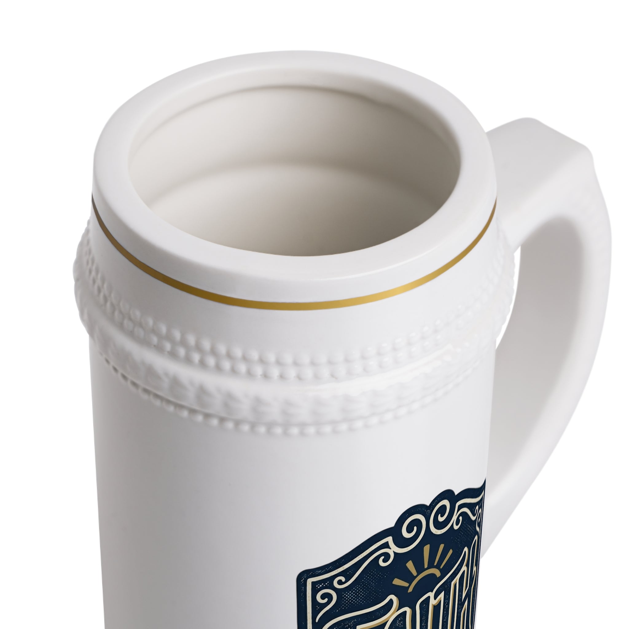 Ceramic Beer Stein Mug – Classic White German-Style Beer Tankard