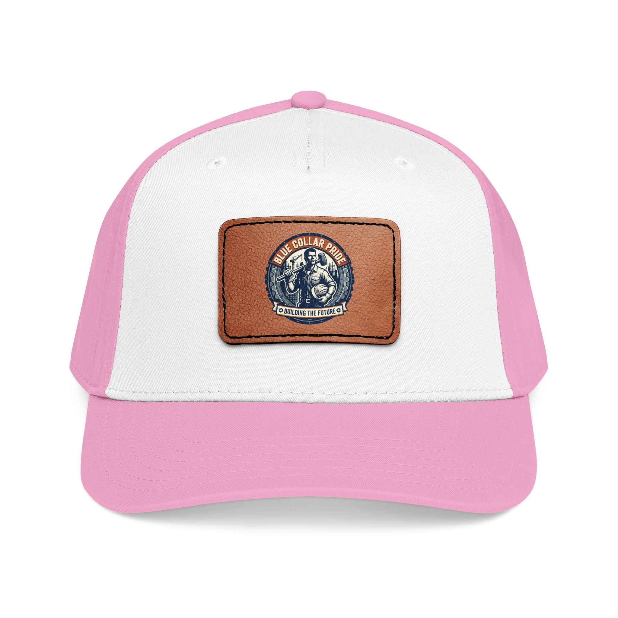 Mid Profile Baseball Cap with Leather Patch (Rectangle)