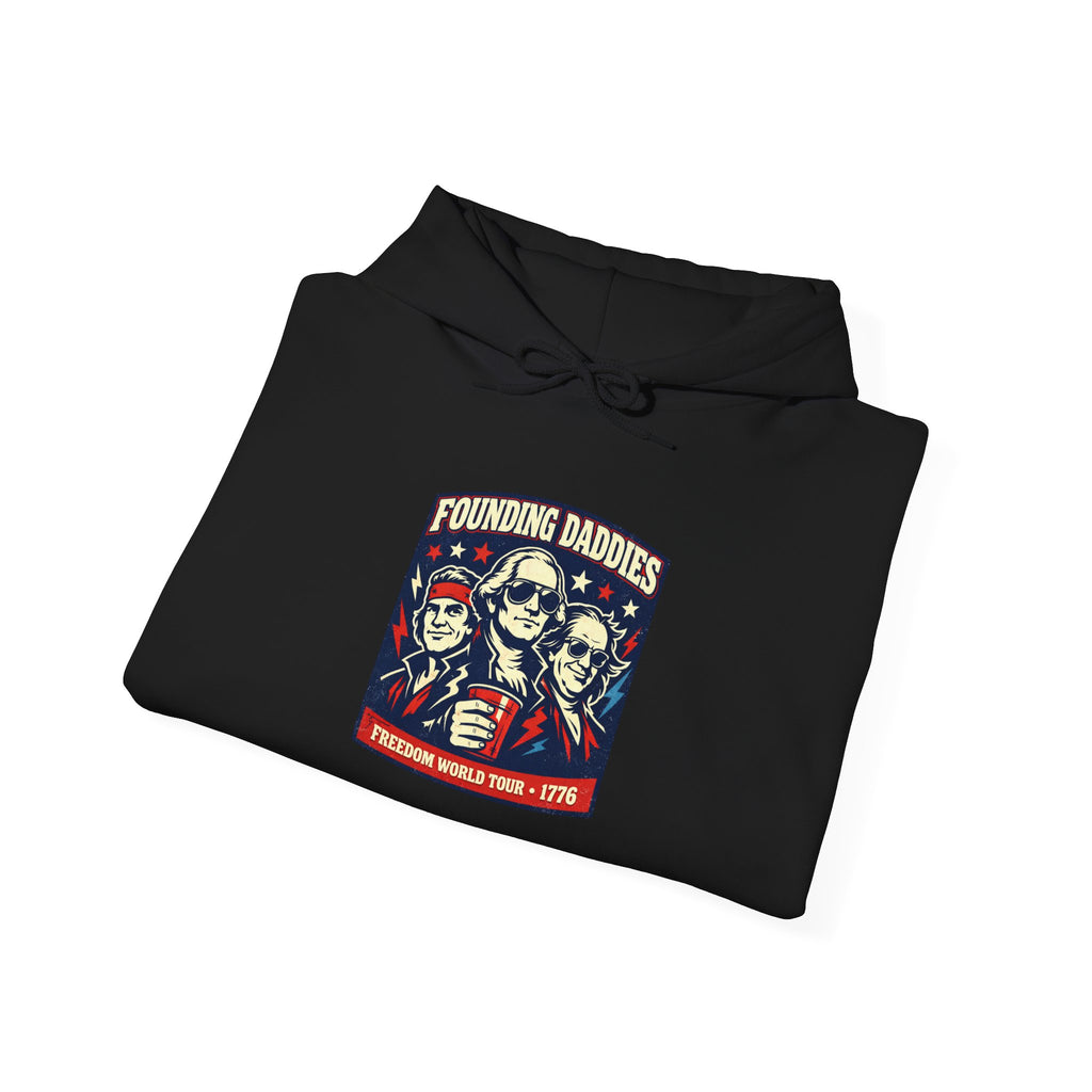 Founding Daddies Liberty Portrait Hoodie | patriotic humor, distressed Americana