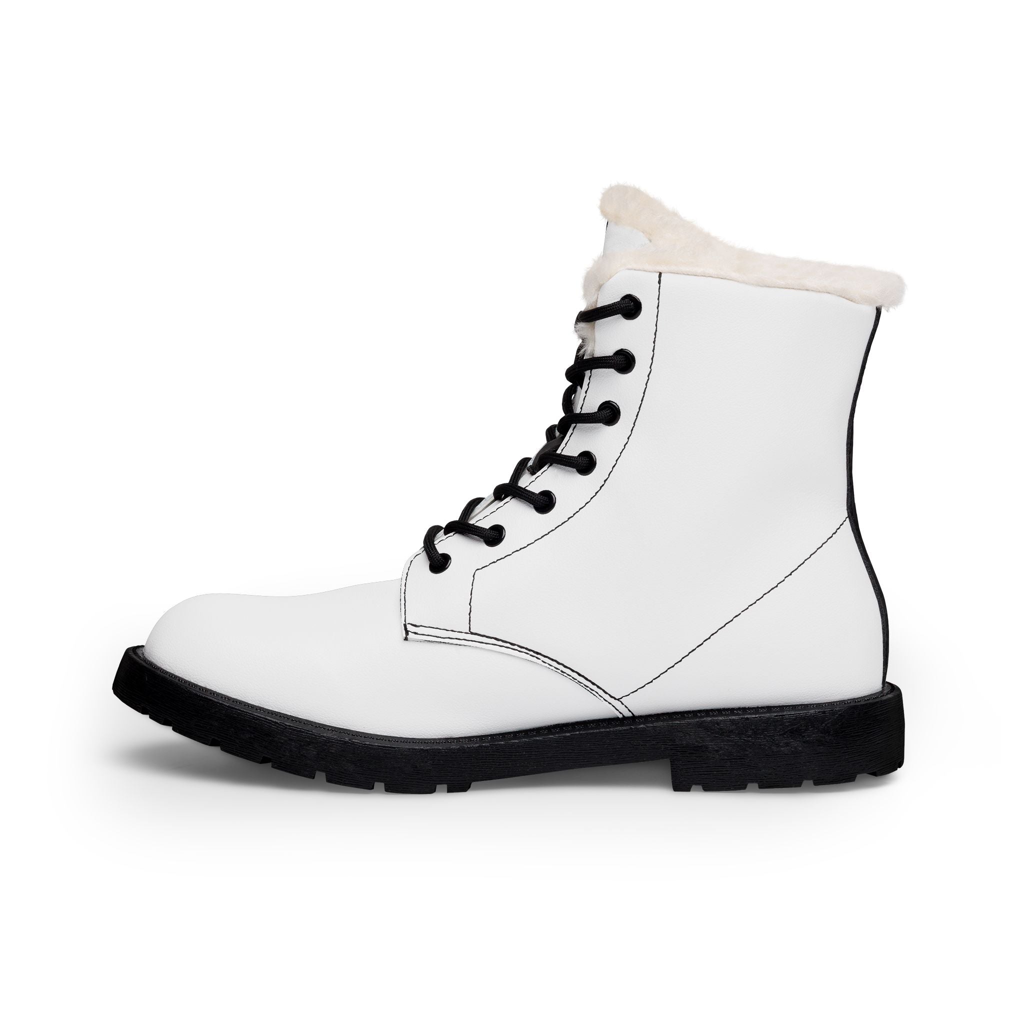 Faux Fur Lined Leather Ankle Boots — Women's Winter Lace-Up