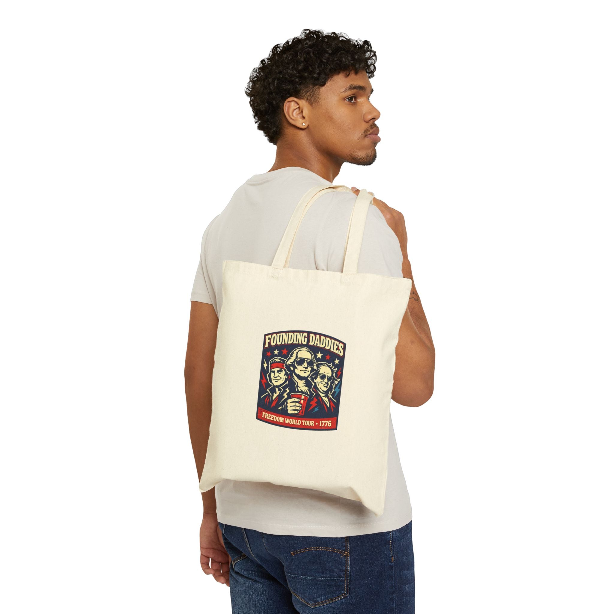 Founding Daddies Retro Portrait Tote | patriotic humor, distressed Americana