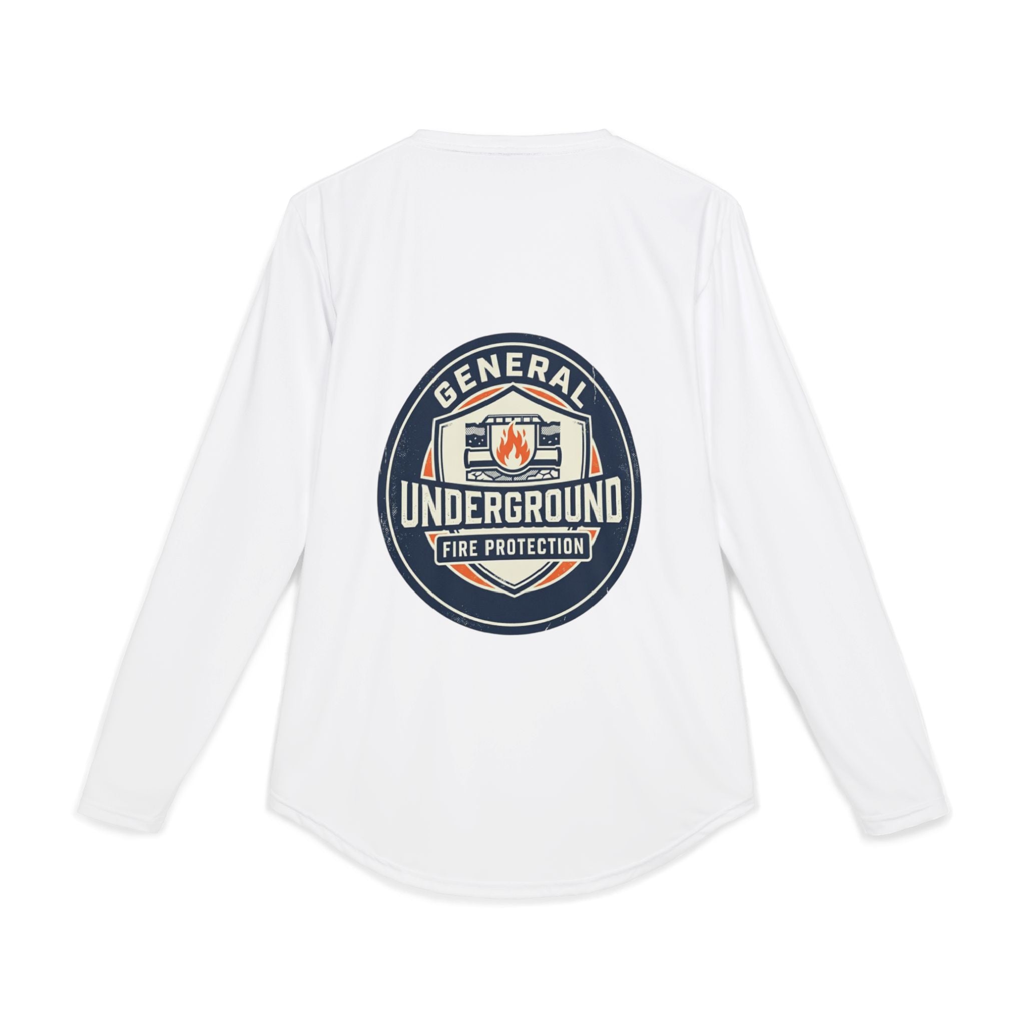 Men’s Long Sleeve UV Shirt — Underground Fire Protection Badge Graphic