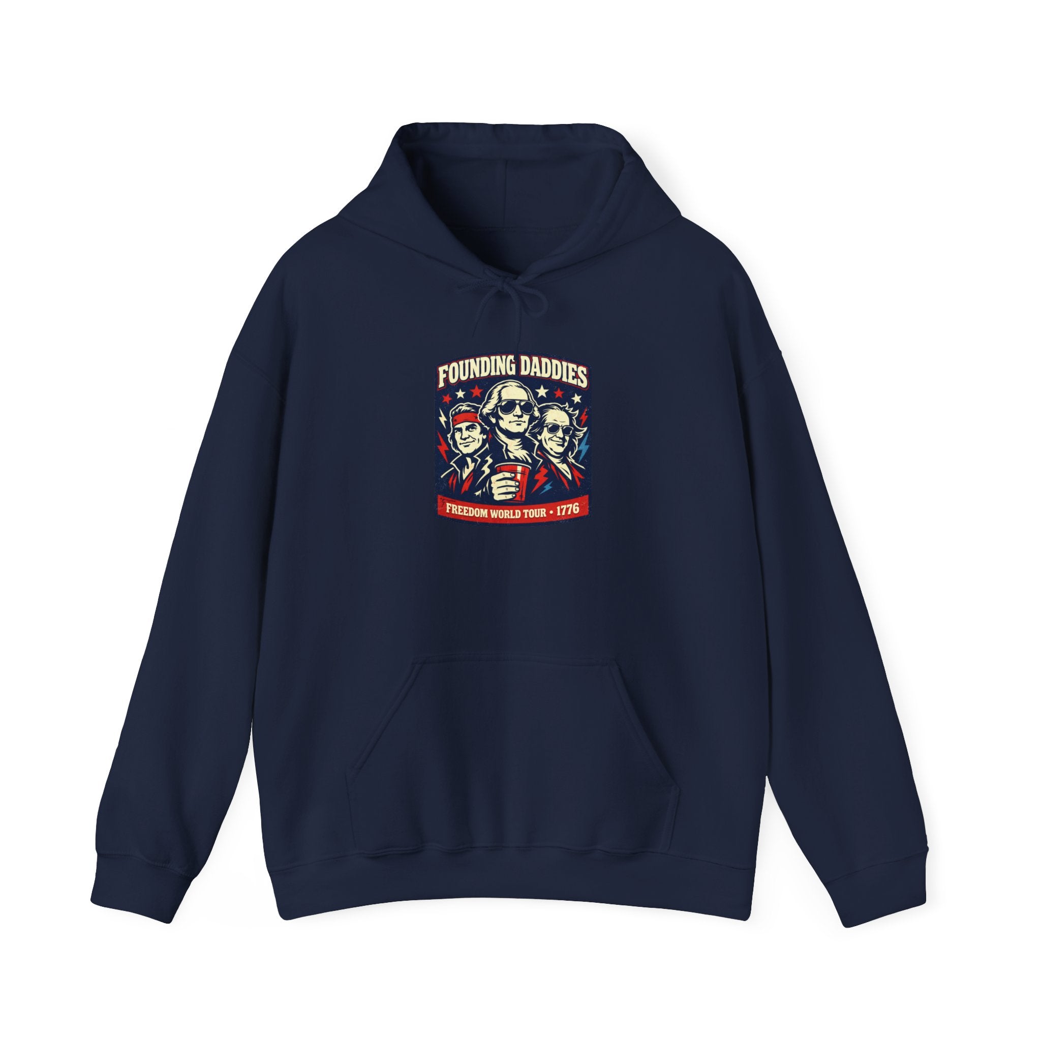 Founding Daddies Liberty Portrait Hoodie | patriotic humor, distressed Americana