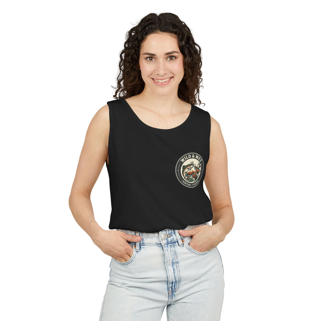 Wild & Wet Fishing Tank Top — Vintage Fish Crest Sleeveless Tee