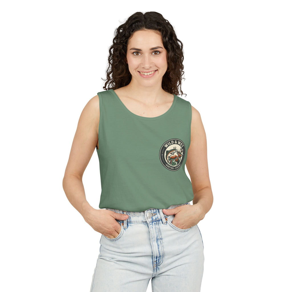 Wild & Wet Fishing Tank Top — Vintage Fish Crest Sleeveless Tee