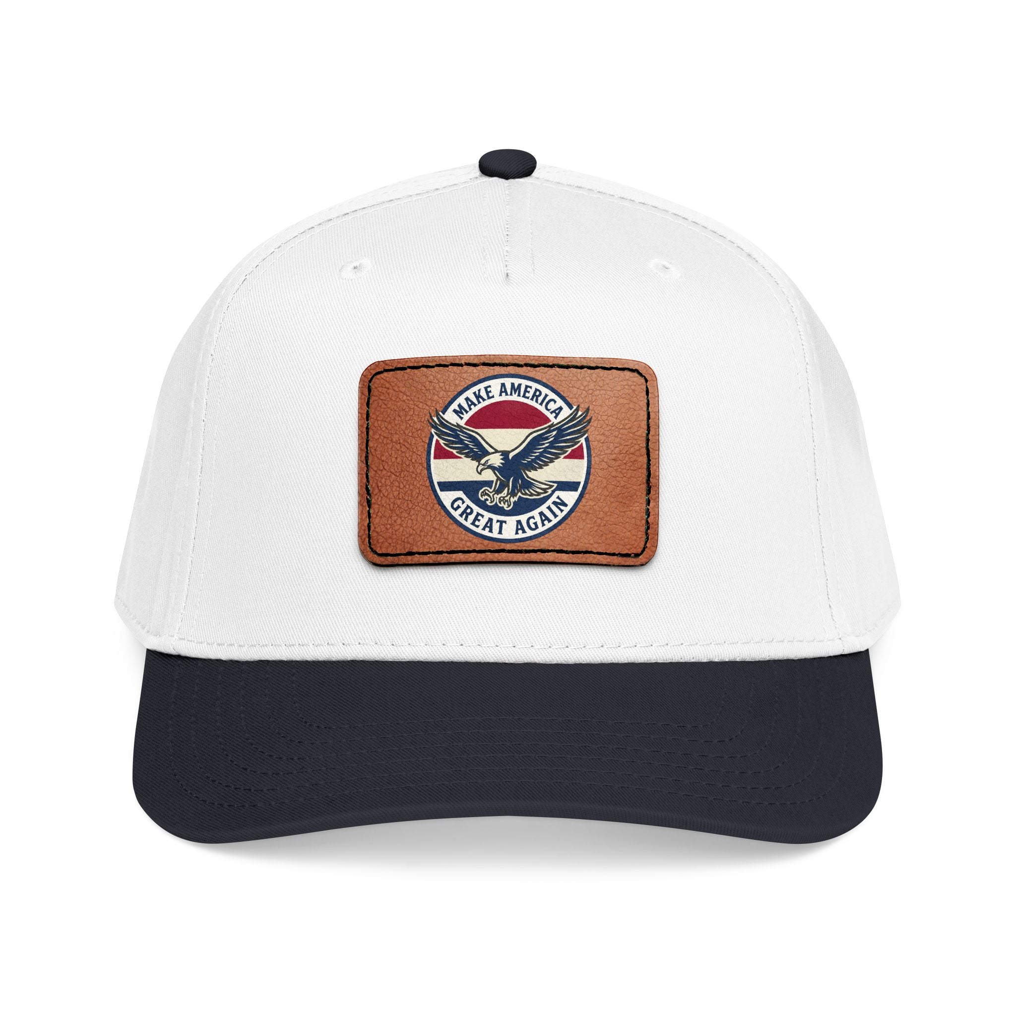 Mid Profile Baseball Cap with Leather Patch (Rectangle)
