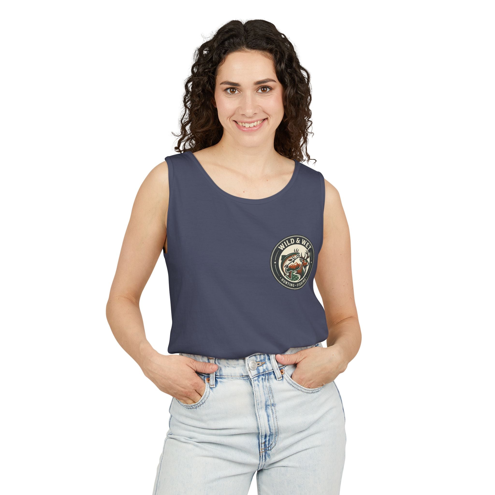 Wild & Wet Fishing Tank Top — Vintage Fish Crest Sleeveless Tee