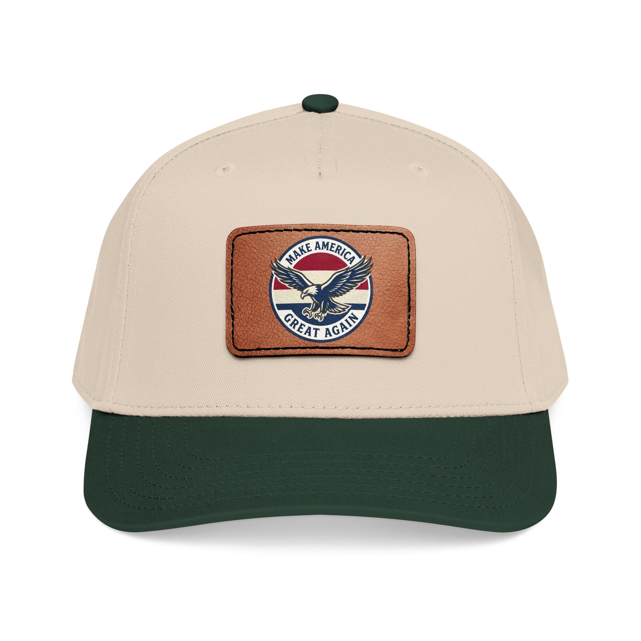 Mid Profile Baseball Cap with Leather Patch (Rectangle)