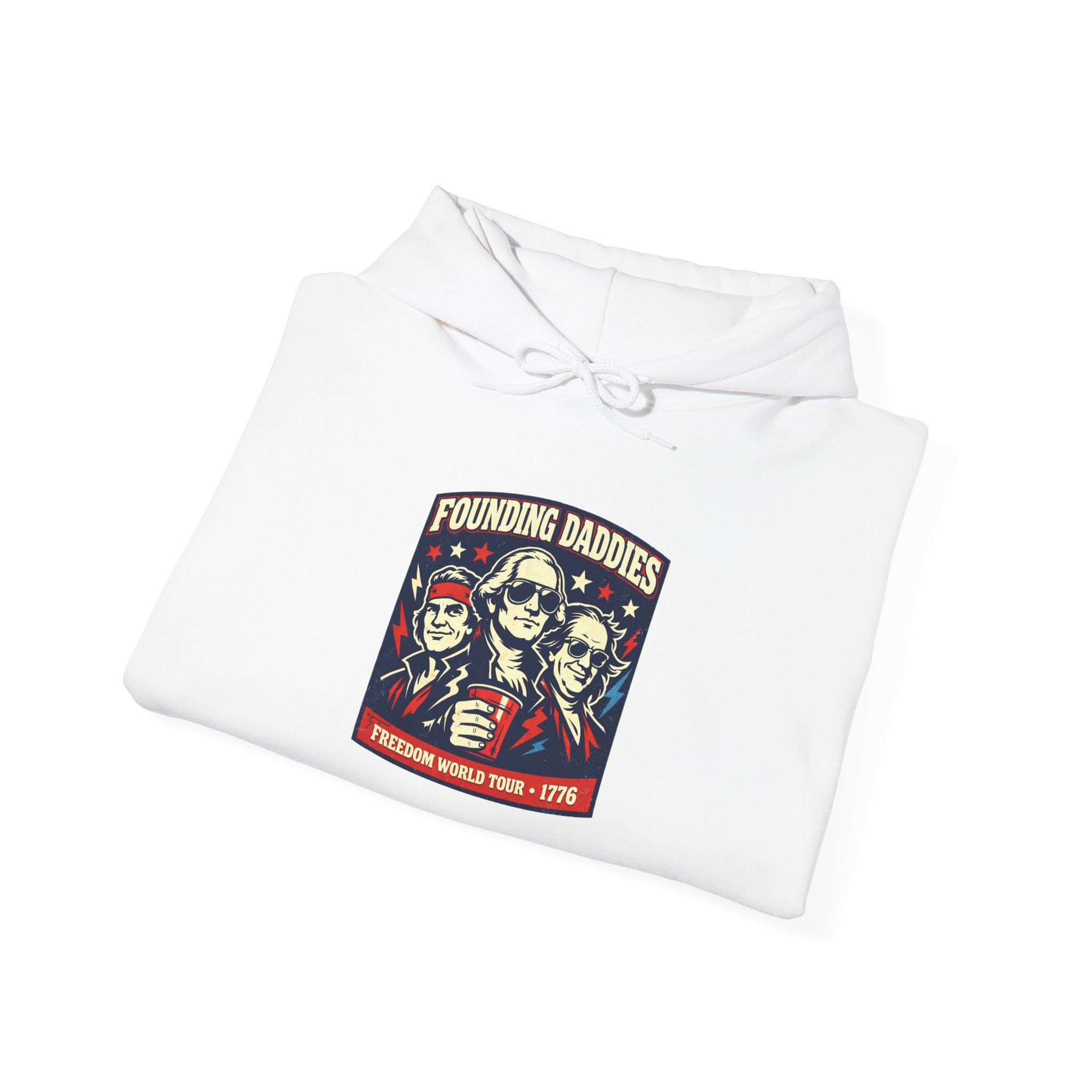 Founding Daddies Liberty Portrait Hoodie | patriotic humor, distressed Americana