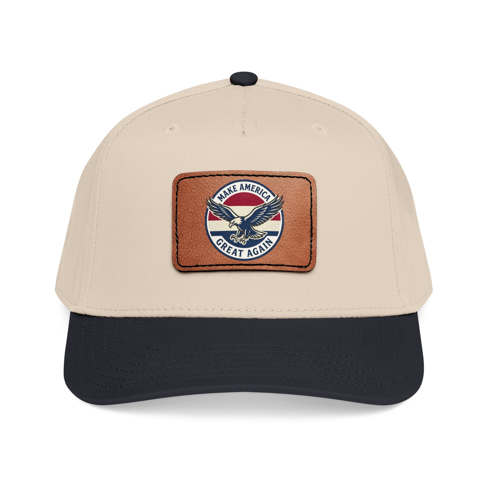 Mid Profile Baseball Cap with Leather Patch (Rectangle)
