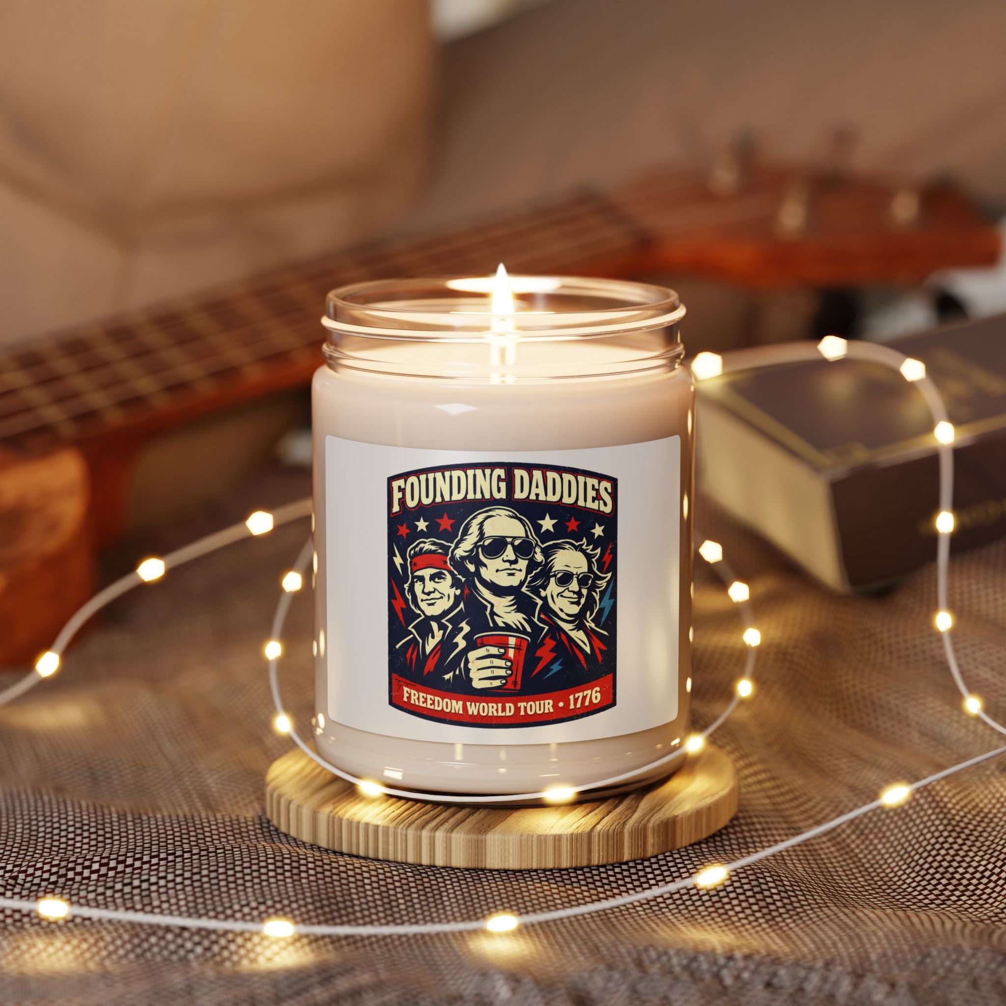 Founding Daddies Candle, Scented Soy Jar | Patriotic Humor, Distressed Americana