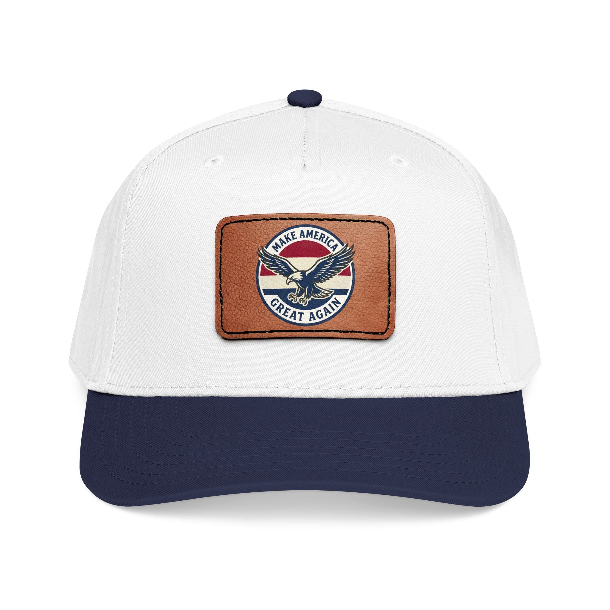 Mid Profile Baseball Cap with Leather Patch (Rectangle)