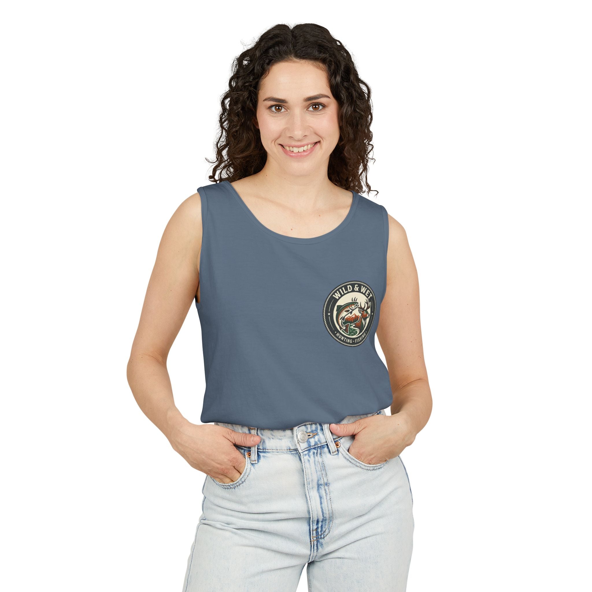 Wild & Wet Fishing Tank Top — Vintage Fish Crest Sleeveless Tee