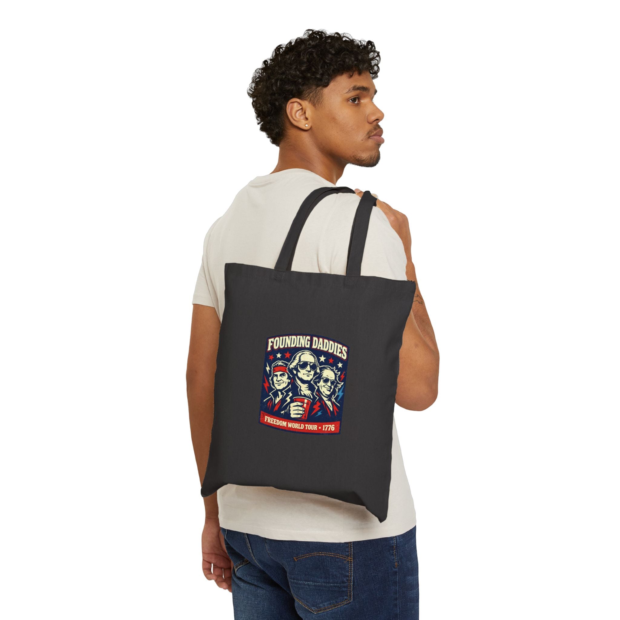 Founding Daddies Retro Portrait Tote | patriotic humor, distressed Americana