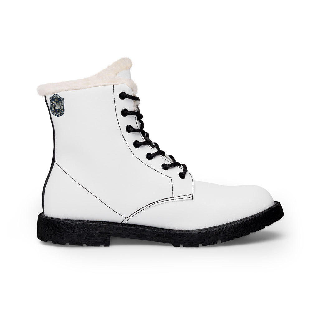 Faux Fur Lined Leather Ankle Boots — Women's Winter Lace-Up