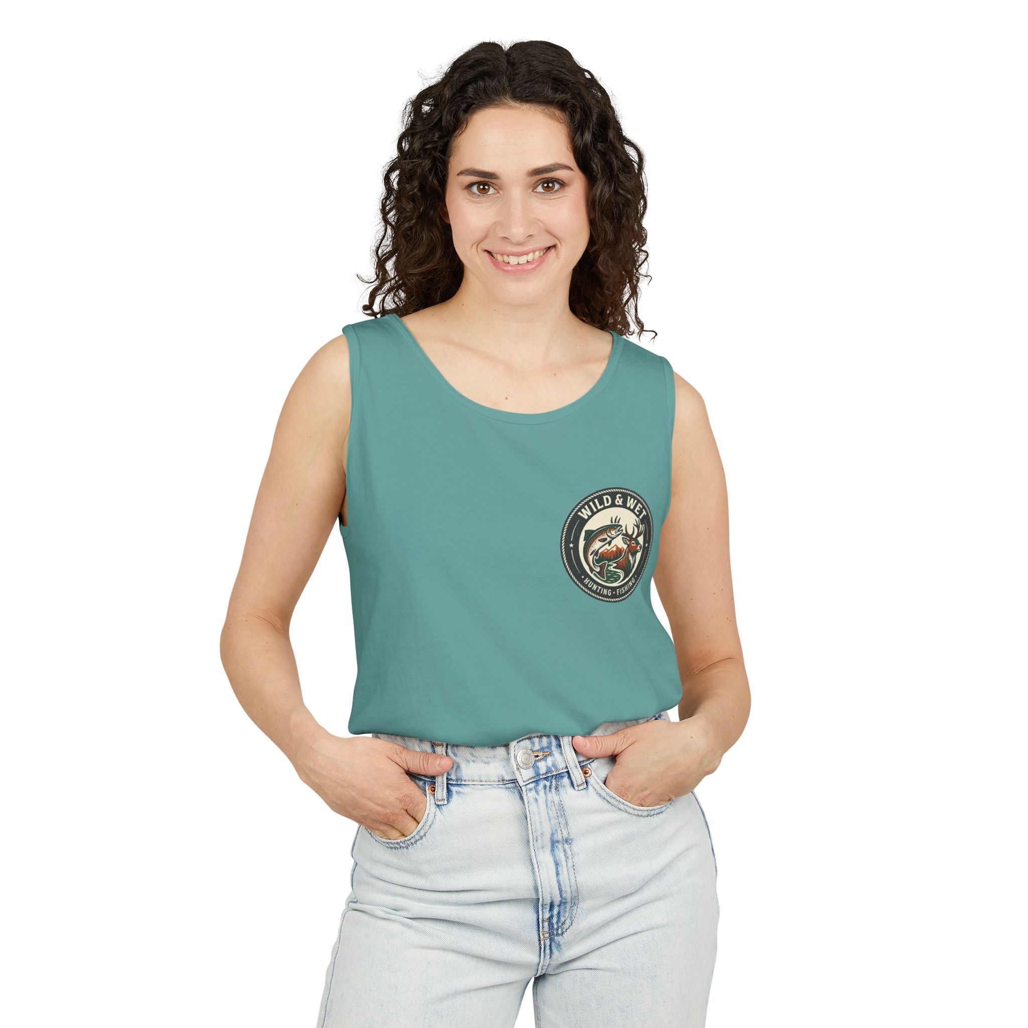 Wild & Wet Fishing Tank Top — Vintage Fish Crest Sleeveless Tee
