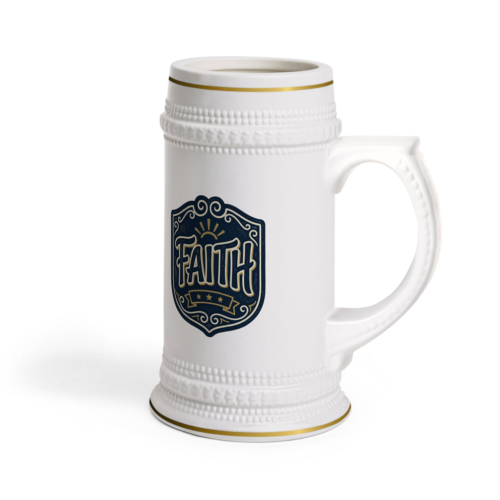 Ceramic Beer Stein Mug – Classic White German-Style Beer Tankard