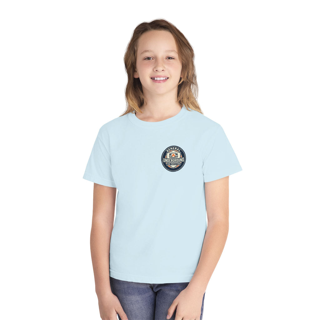 Youth Tee — "General Underground Fire Protection" Retro Badge