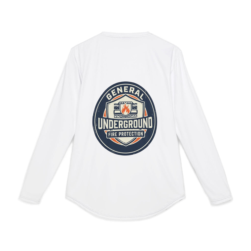 Men’s Long Sleeve UV Shirt — Underground Fire Protection Badge Graphic