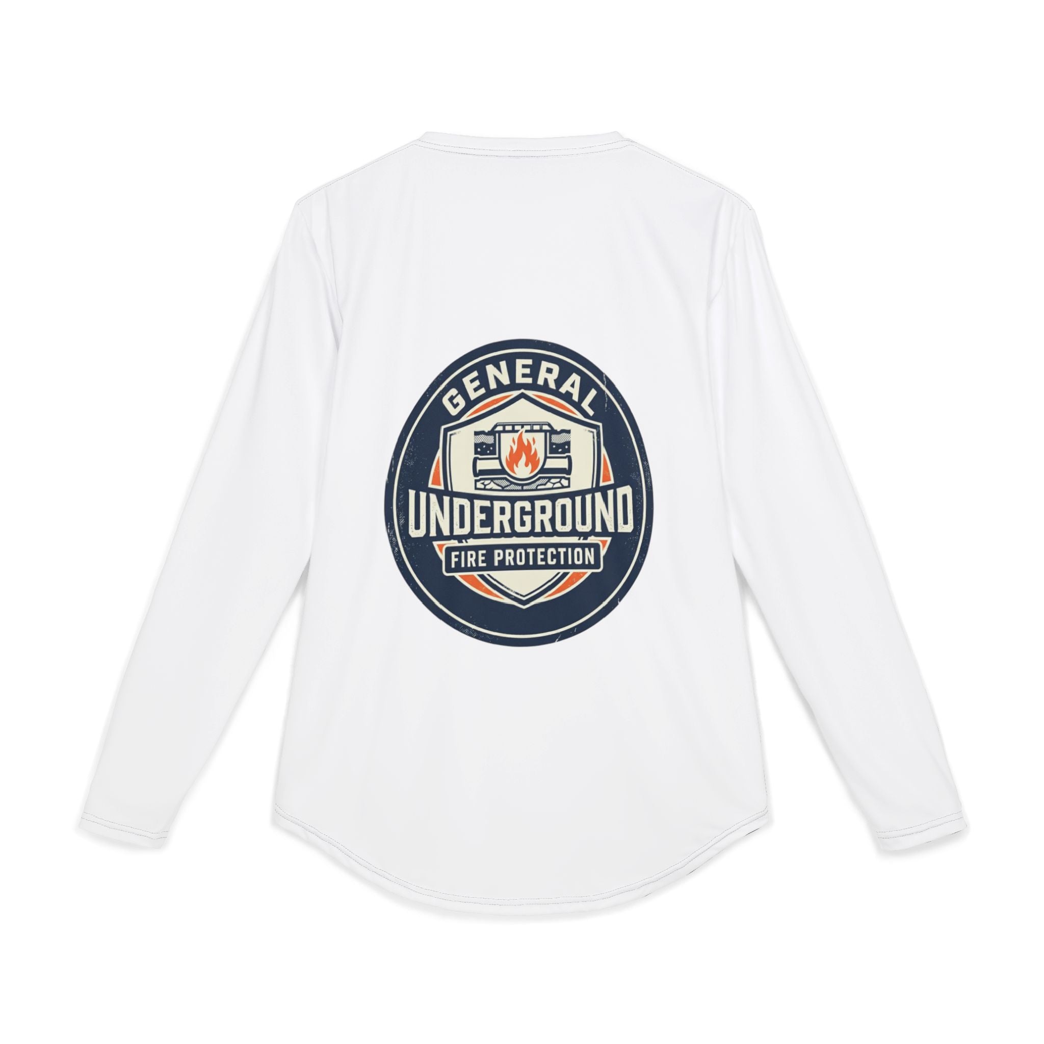 Men’s Long Sleeve UV Shirt — Underground Fire Protection Badge Graphic