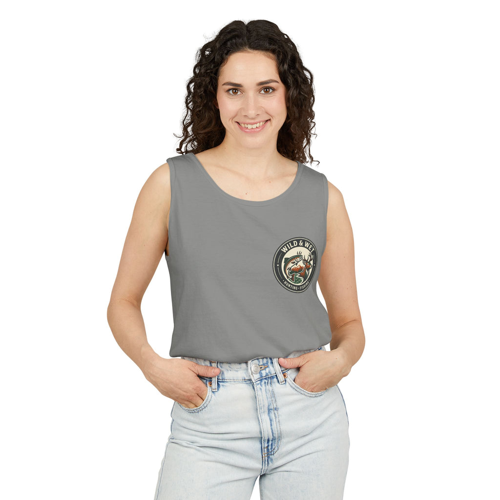 Wild & Wet Fishing Tank Top — Vintage Fish Crest Sleeveless Tee