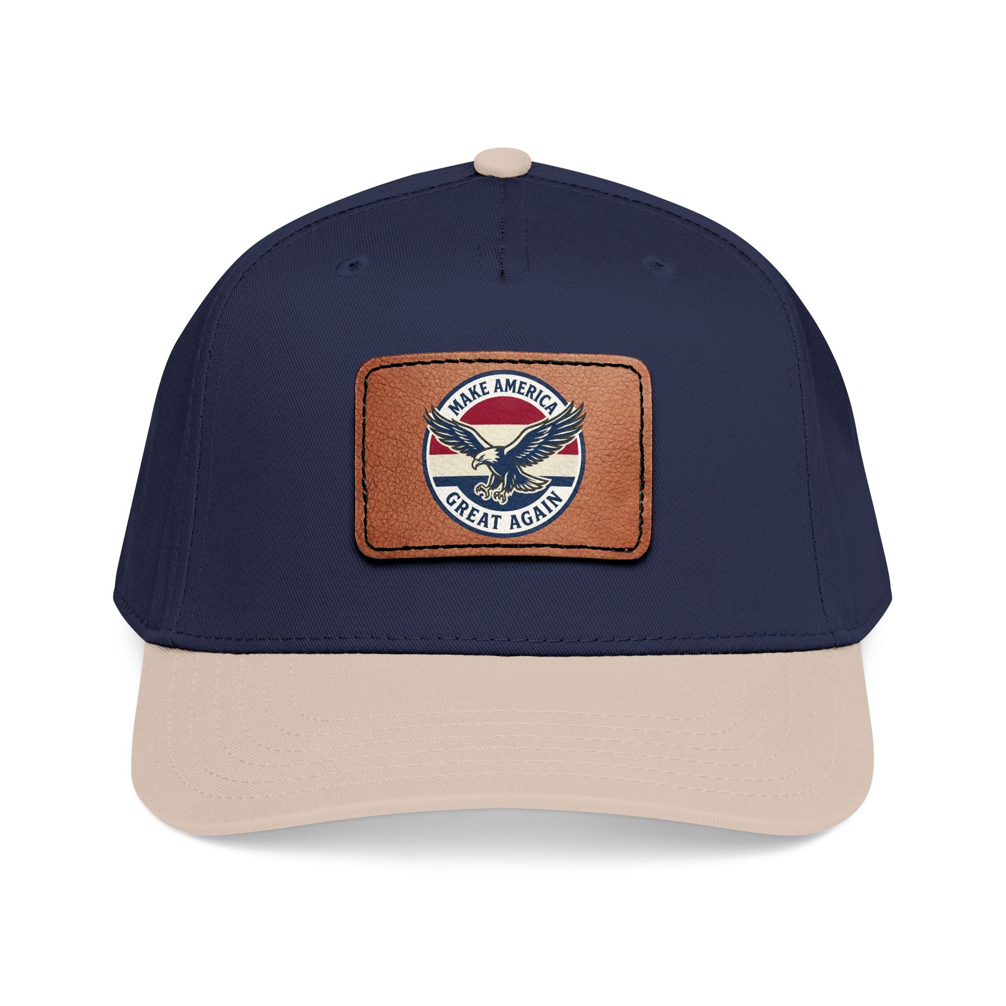 Mid Profile Baseball Cap with Leather Patch (Rectangle)