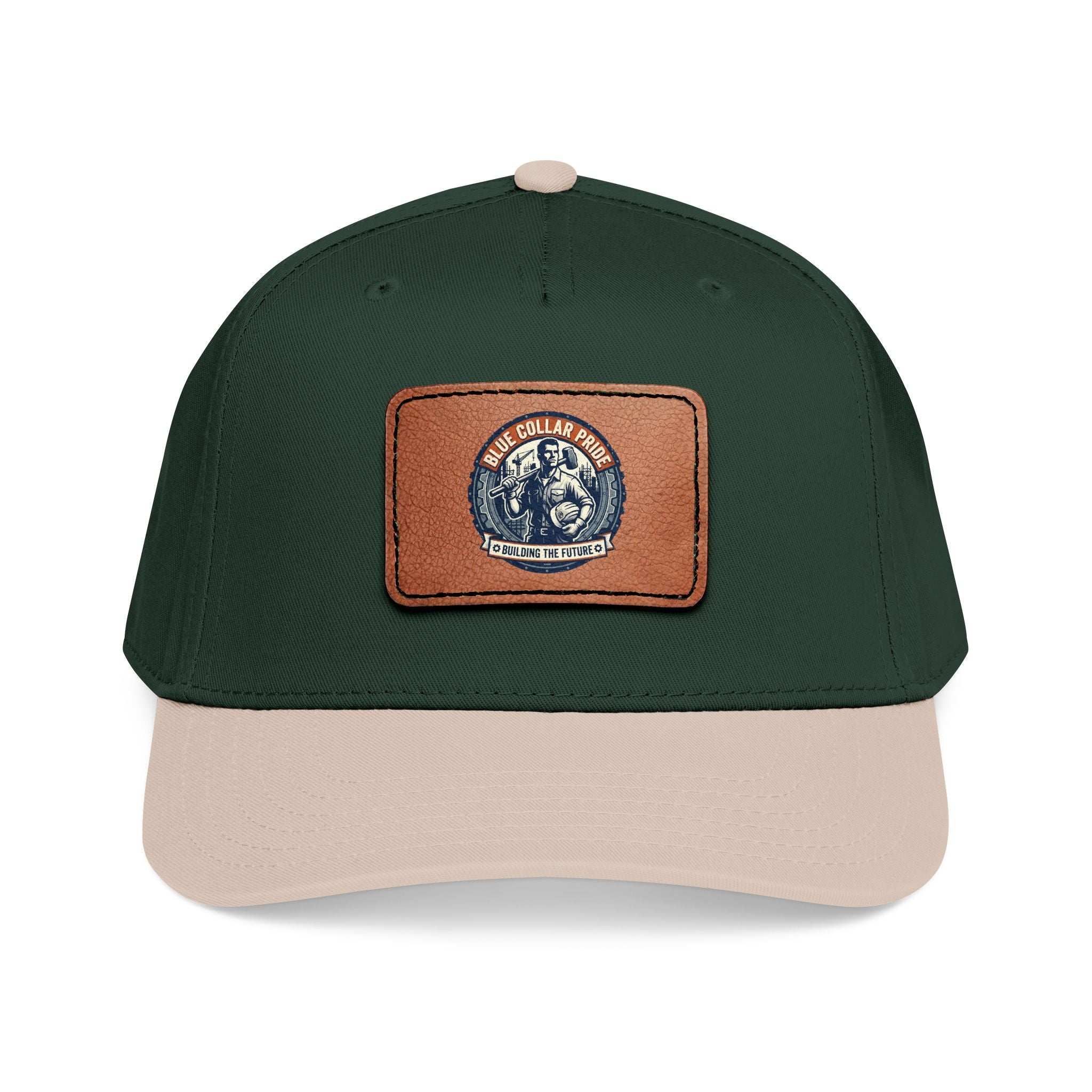 Mid Profile Baseball Cap with Leather Patch (Rectangle)