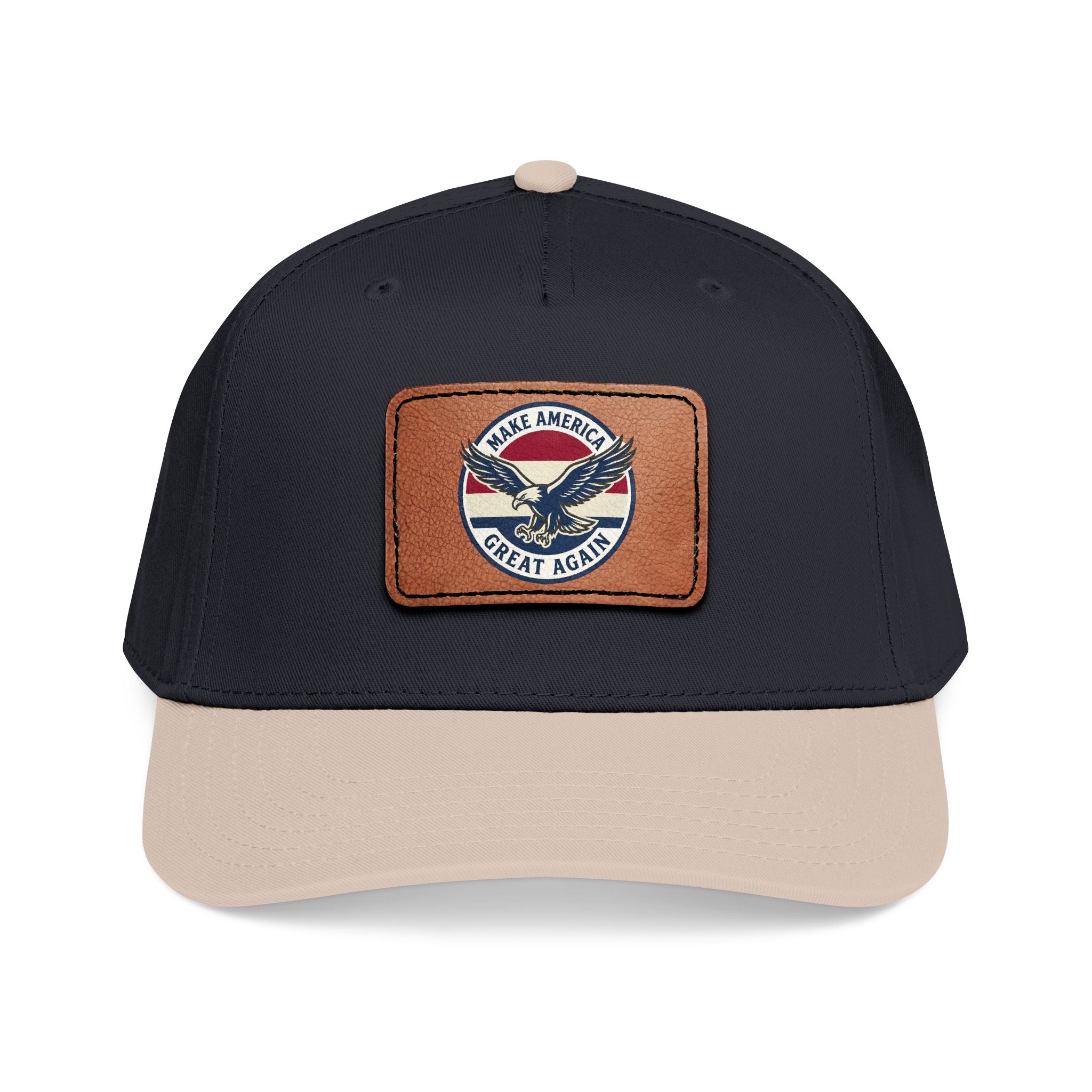 Mid Profile Baseball Cap with Leather Patch (Rectangle)